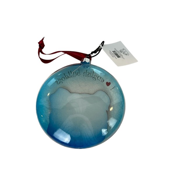 WSPA Winston English Bulldog NWT  Glass Christmas Ornament - Pavilion Gift Co - Picture 2 of 3